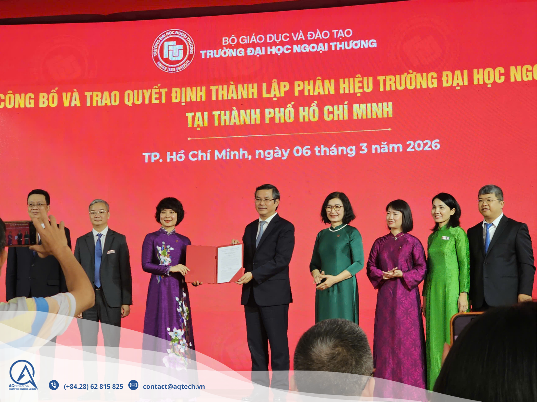 AQ Technology chúc mừng Lễ công bố thành lập Phân hiệu Trường Đại học Ngoại thương tại TP.HCM